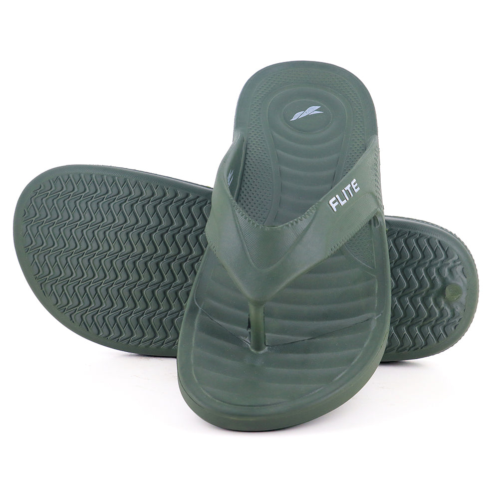one on one tilted front and back Navy Green Slippers for men by flite with thick bottom flite chappal with white background and attractive appeal.