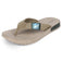 Front image of A close up slight high angle shot of single color men's flip flop sandal by flite. The sandal has a textured, slightly bumpy footbed and a thick durable looking sole. The thong strap is wide an also textured with horizontal ridges. 