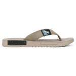 From back side right side view of image of Flite slippers.  The sandal has a textured, slightly bumpy footbed and a thick durable looking sole. The thong strap is wide an also textured with horizontal ridges. 