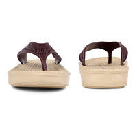 Front and back Image of Flite Flip Flops For Women Slippers with brown strip on it. With white background the flip flop or slippers looks good like never before. 