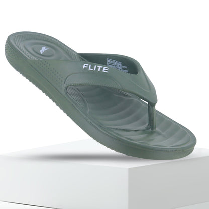 Right side back lifted Navy Green Slippers for men by flite with thick bottom flite chappal with white background and attractive appeal. 