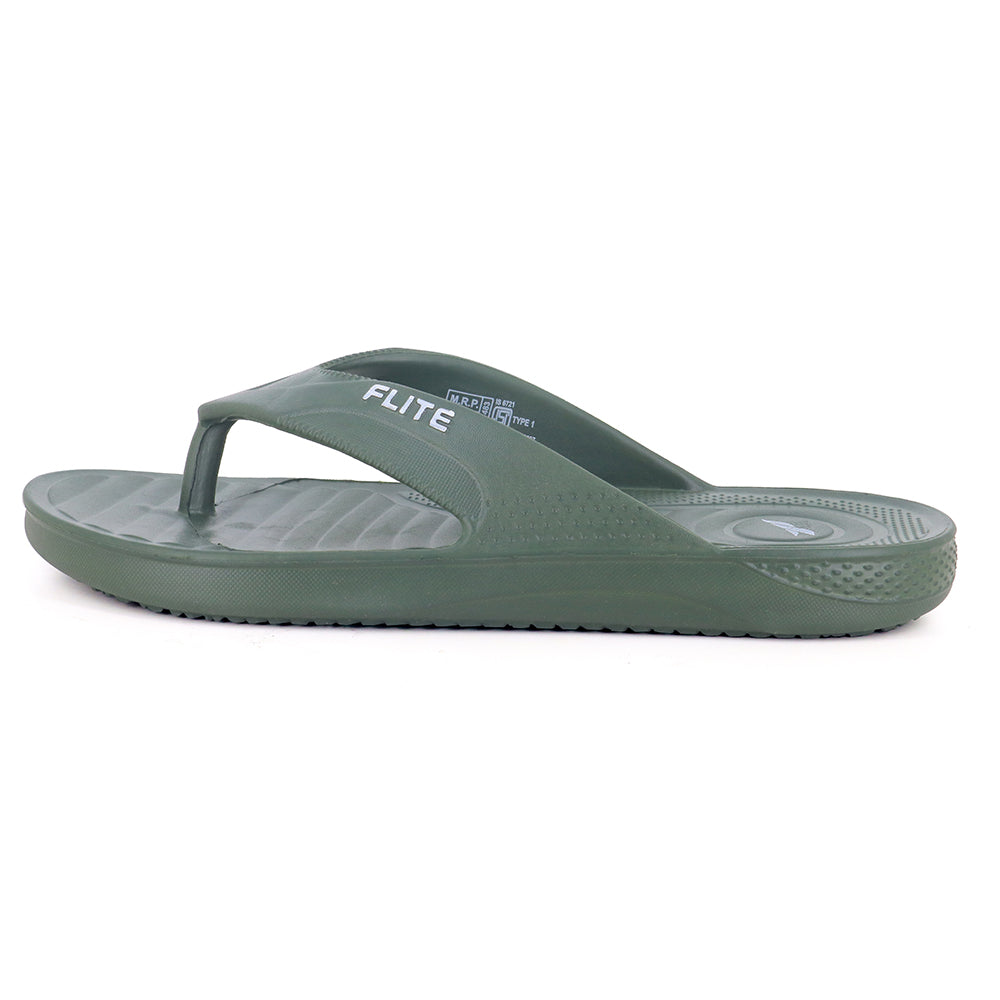 flite image of left side Navy Green Slippers for men by flite with thick bottom flite chappal with white background and attractive appeal. 