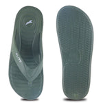 one by one front and side image of  Navy Green Slippers for men by flite with thick bottom flite chappal with white background and attractive appeal. 