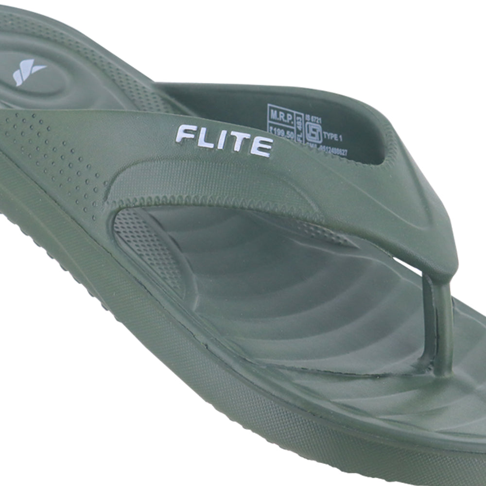flite right side zoom Navy Green Slippers for men by flite with thick bottom flite chappal with white background and attractive appeal. 