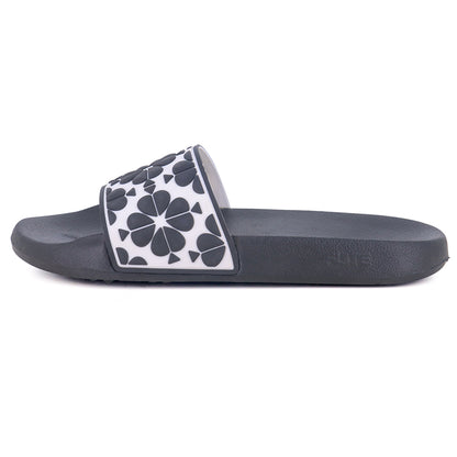 left side full view image of Black and White Slides For Ladies with white background.