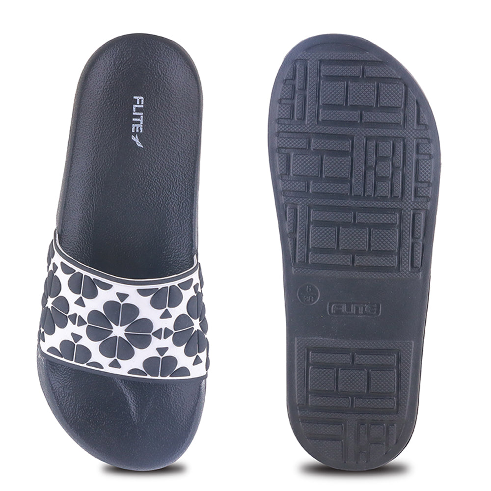one by one image front and back  Black and White Slides For Ladies with white background.