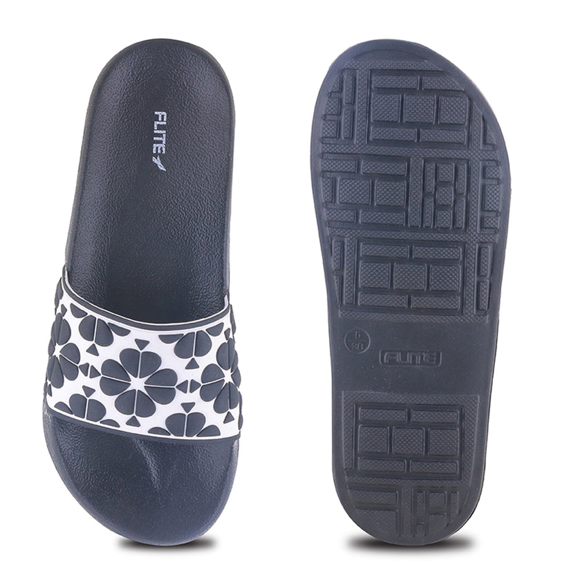 one by one image front and back  Black and White Slides For Ladies with white background.