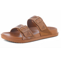 Attractive Brown Slippers For Men with white background and shadow in the bottom. 