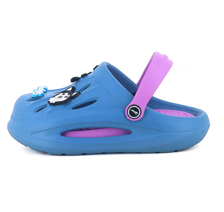 side blue & pink combination Clogs For Kids side