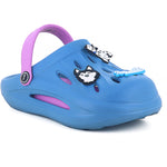 front right image of blue Clogs For Kids side