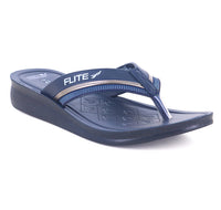 front left view image Flite Image Of Blue flip flops and Slippers For Women with white background and shadow