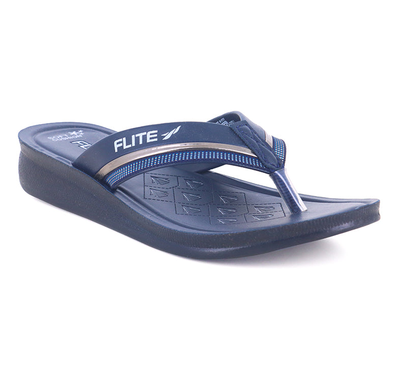 front left view image Flite Image Of Blue flip flops and Slippers For Women with white background and shadow