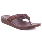 right side front brown Flip flops image side view with white background with shadow