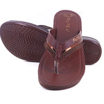 One on one brown Flip flops image side view with white background with shadow