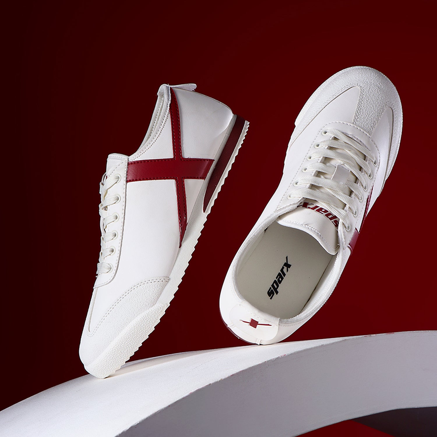 Sparx Peral White/maroon Casual Shoes for Men SM-4012 | Casual