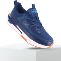 back side up Image of Blue Sparx shoes for men with Sparx logo on it
