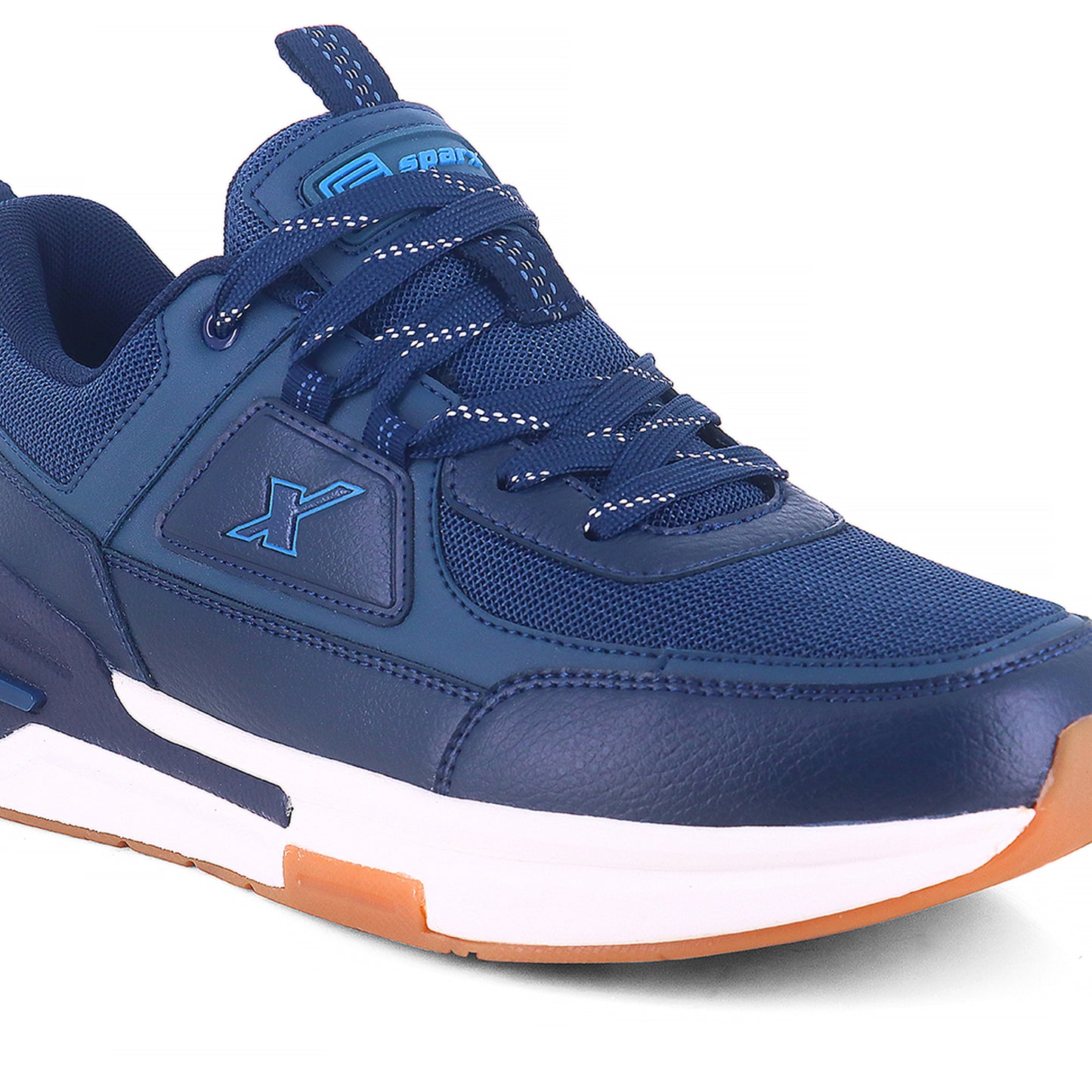 zoom right side Image of Blue Sparx shoes for men with Sparx logo on it