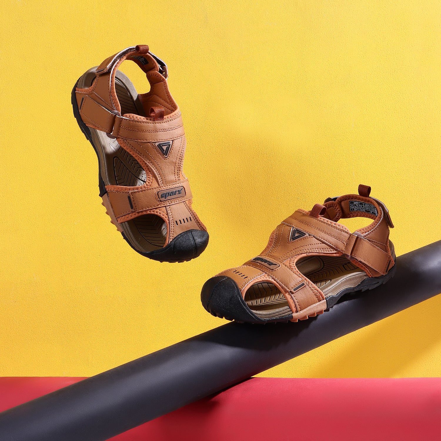 Sparx Tan Black Sandals for Men SS-673 | Sandals & Slippers Online