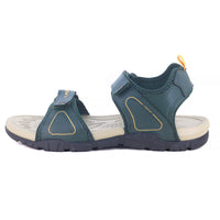Left side zoom Image of Beautiful and attractive Sandals for Men with white background and clear visibility.  With Yellow X (Sparx) logo visible on it. 