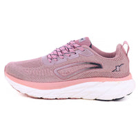 The side image of Sparx shoes for women available in pink colour with white bottom and with white background. The image looks good and appearance is also very good. 