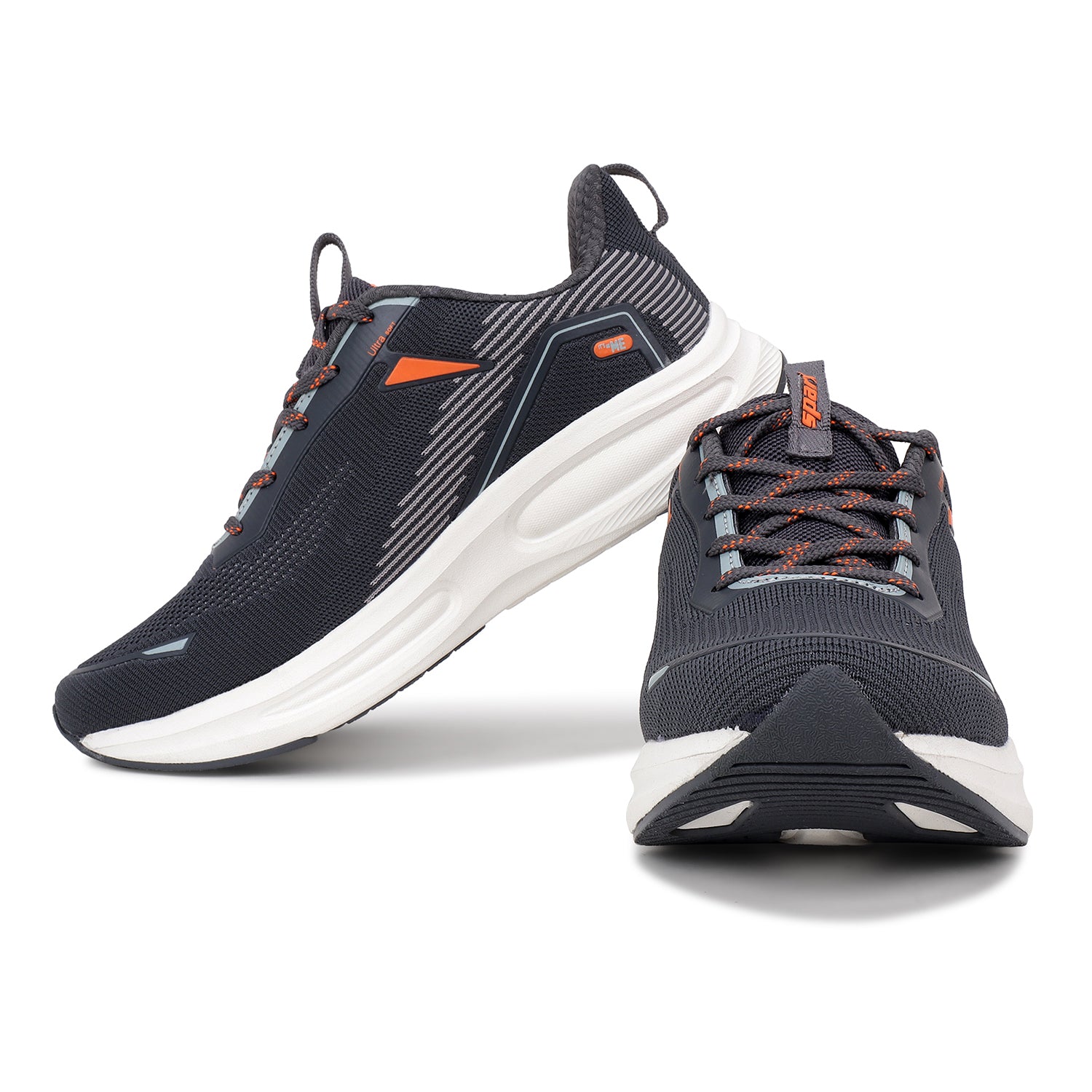 §s§ Sparx Darkgrey Neon Orange Athleisure Shoes for Men SM-973