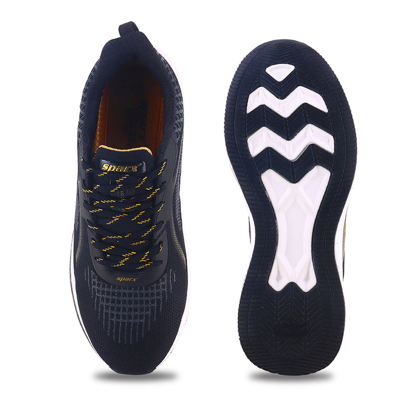 Sparx shoes for men image with white background available in Golden colour front and back side view.