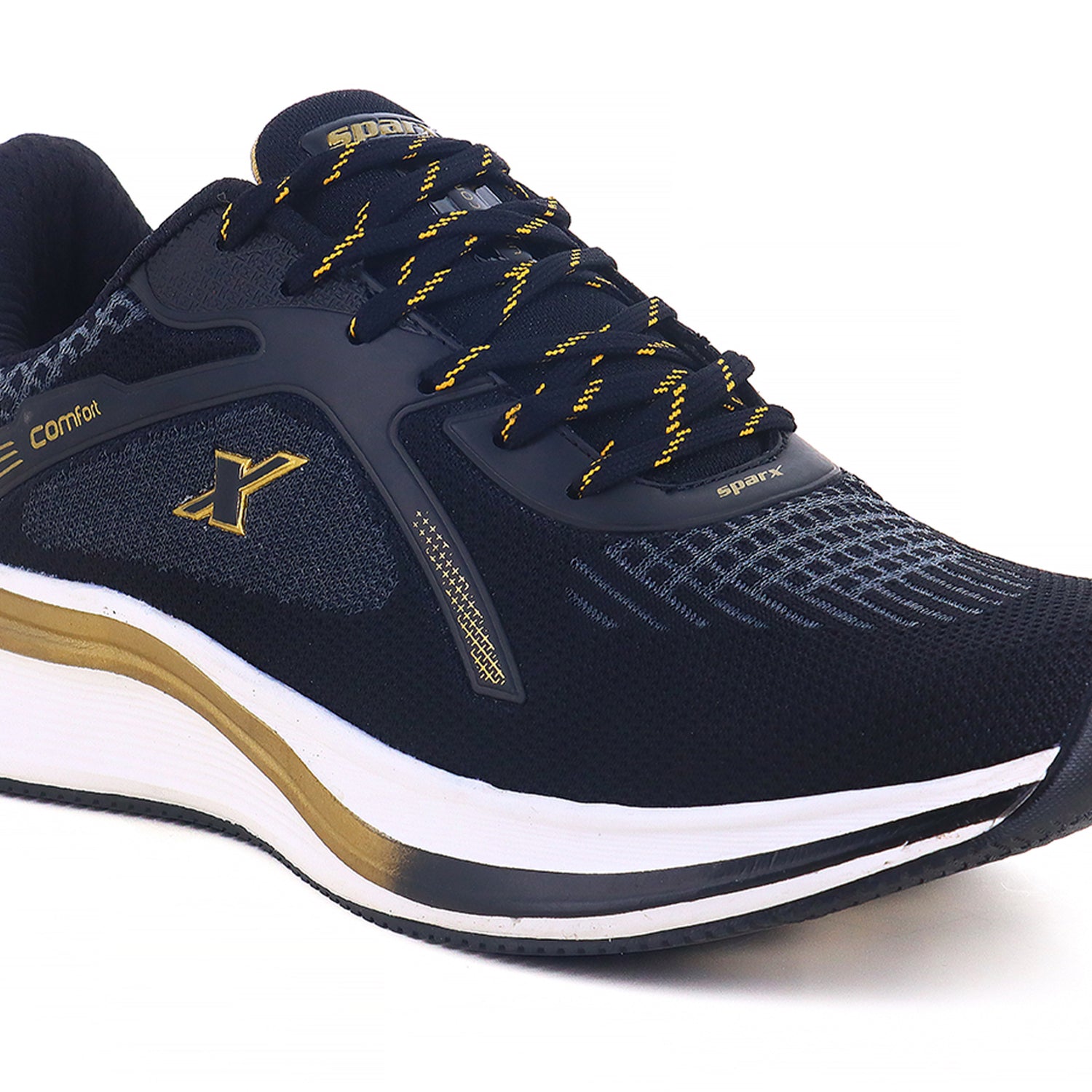 Sparx image of side and back Sparx shoes for men image with white background available in Golden colour front and back side view.