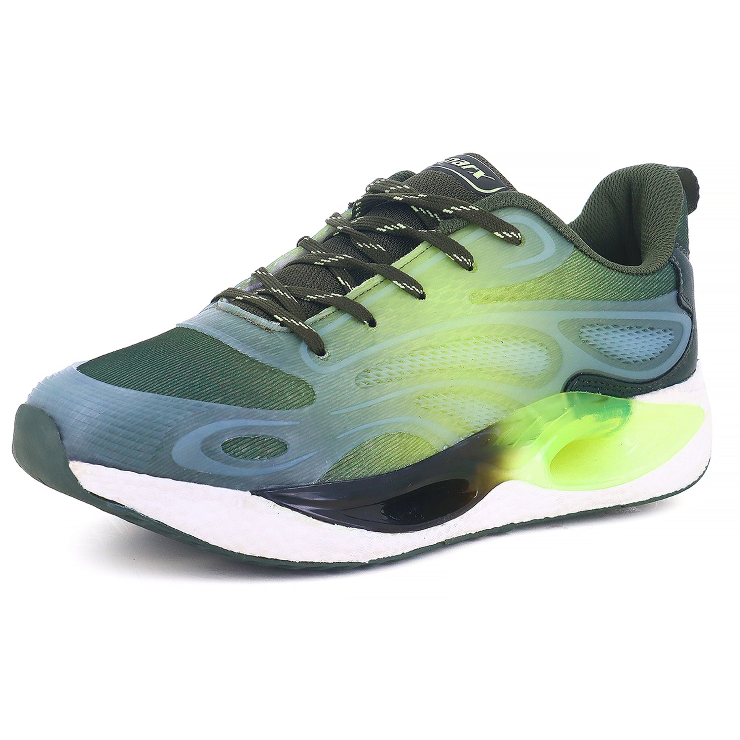 Image of Athleisure Shoes for Men available in different types of colour. This Green colour looks very good and good to wear with cushioning available on it. 