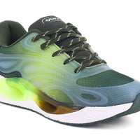 image of Athleisure Shoes for Men available in green color. The shoes with white background. 